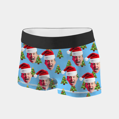 Personalisierte Boxershorts mit Weihnachtsmütze und Foto
